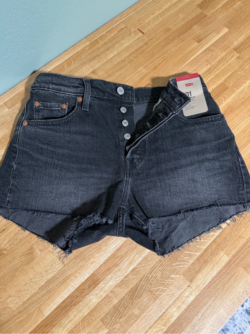 Levi's 501 Black Button-Fly Cutoff Denim Shorts